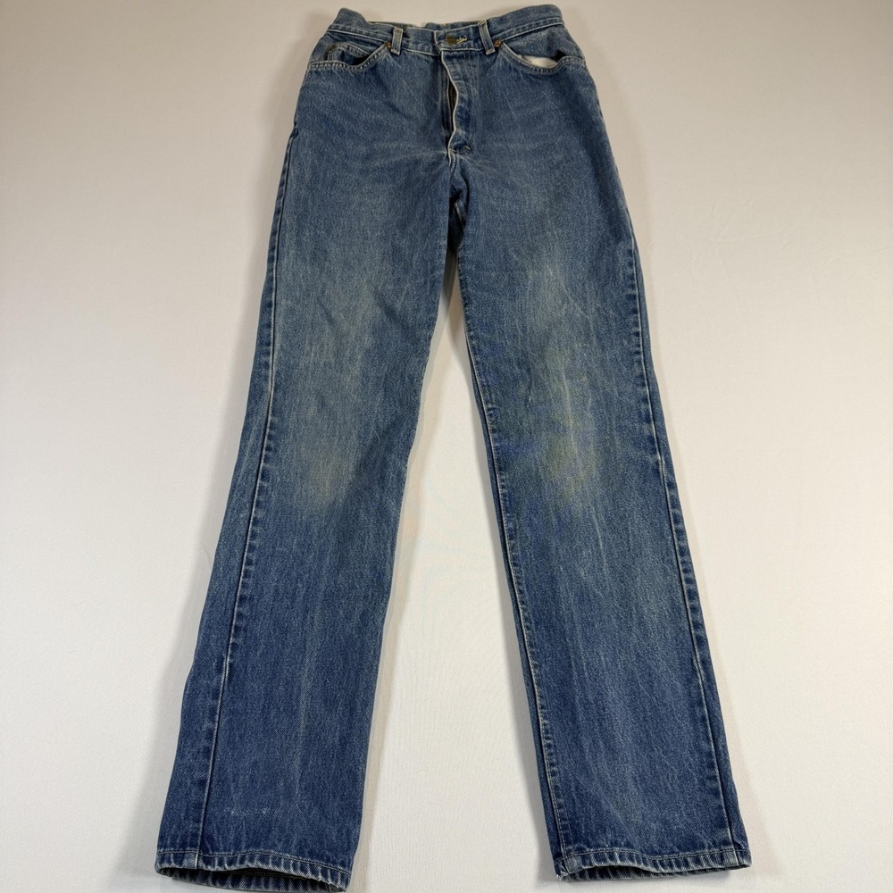 Vintage Lee Jeans Womens 12 Medium Blue High Rise Relaxed Straight Denim USA